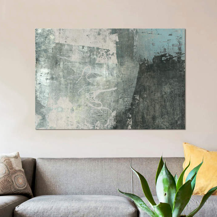 « black & gray & blue i », reproduction d’impression sur toile, H 12 po x l 18 po x P 1,5 po