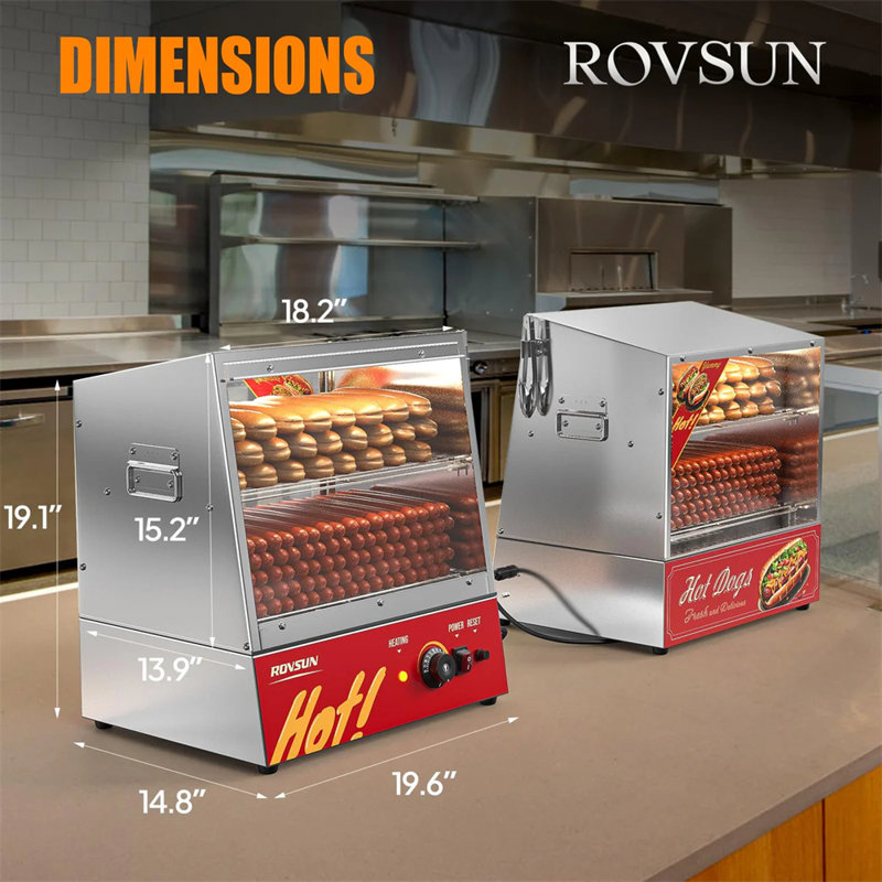 Cuiseur à vapeur 32 QT 500W 110V 175 Hot Dogs / 40 Buns