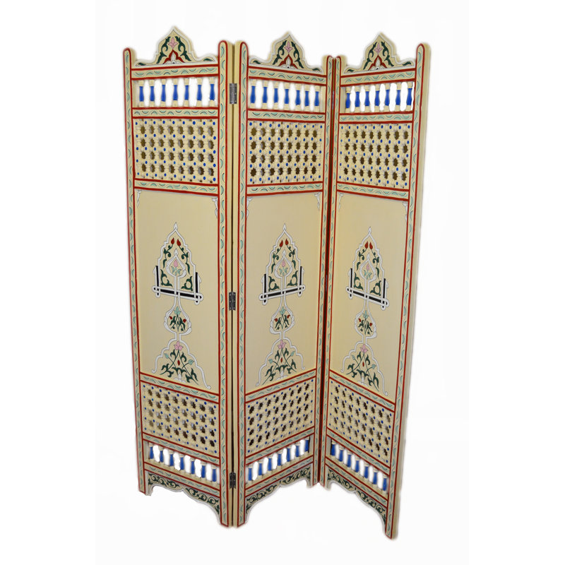 Paravent marocain avec paravent et paravent 3 panneaux beige