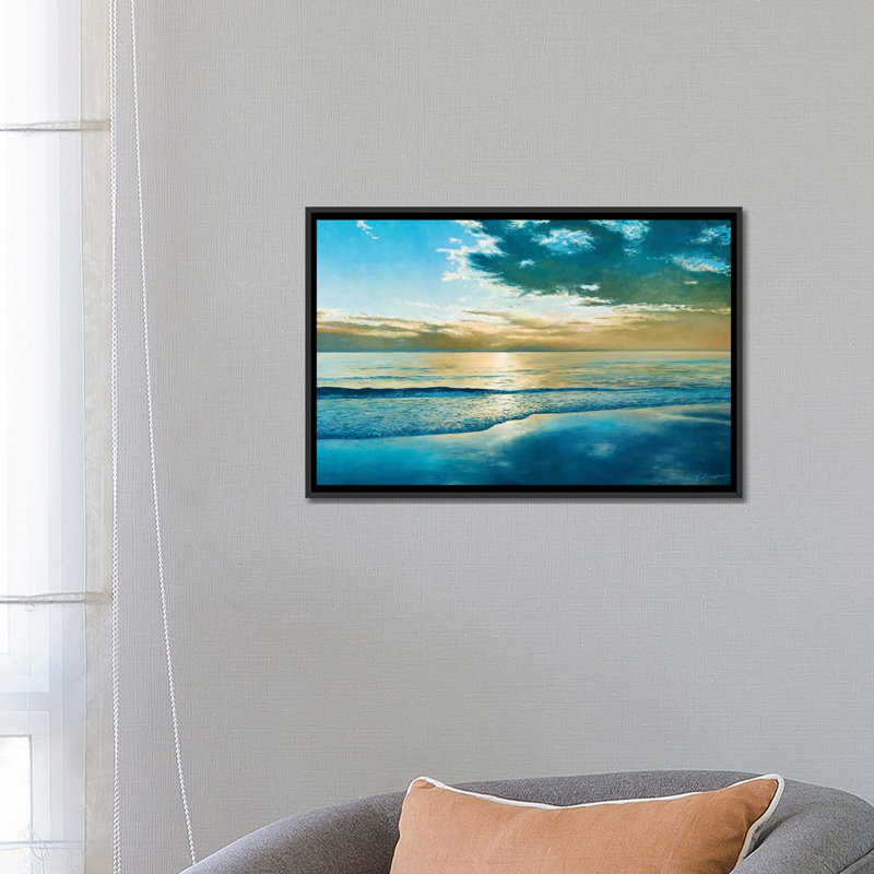 «Amelia Island Dawn», impression sur toile, H 18 po x l 26 po x P 1,5 po, Toile avec cadre noir, Pas de tapis