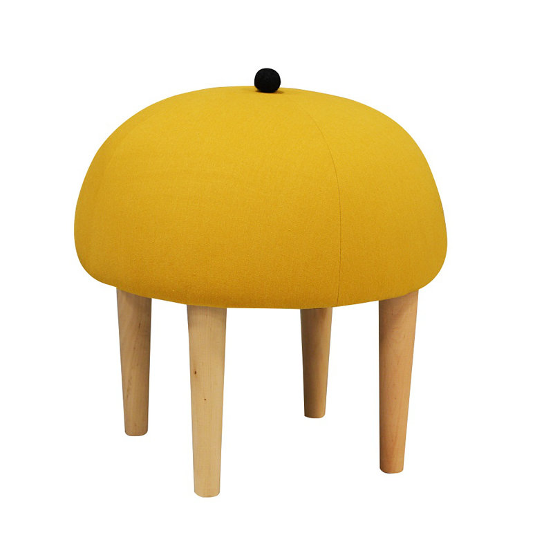 Moher Solid Wood Accent Stool, Yellow