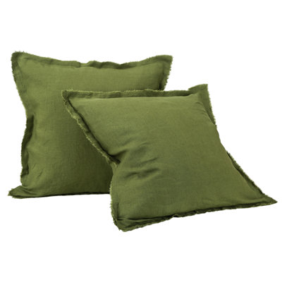 Taie décorative 100% lin français à la main 26 x 26 pouces 2 pièces