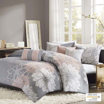 Lola Cotton Sateen Floral 6-Piece Full/Queen Duvet Cover Set