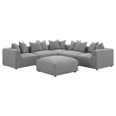 Grey Corner Chair - Customizable Seating In Home Living Zones, Tight Seat And Back With Welt Highlight Features, Soft Down Like Cushion, Non Skid No Show Legs, 27.5H X 38.5D Dimensions Pillow For