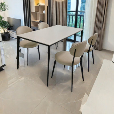 Pure White Rock Slab Dining Table