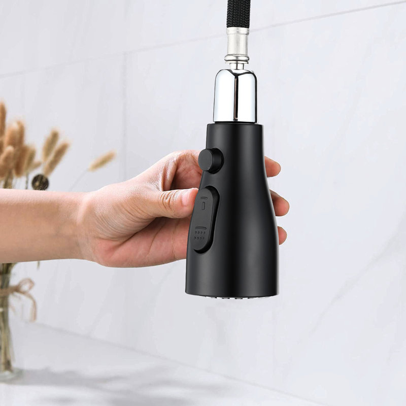 Scratch Kitchen Faucet In Matte Black With Three Function For Outdoor Places Pull Down Resistance And 8.03" Spout Reach Homes