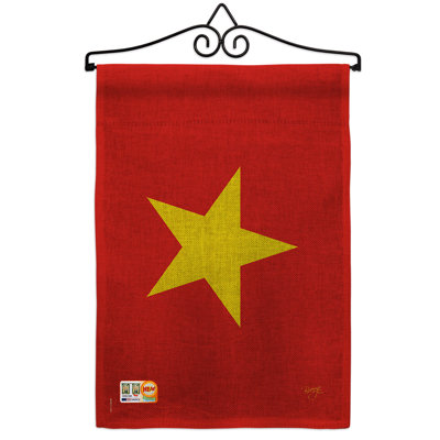 En toile jute à 2 côtés 19 po vietnam drapeau de jardin