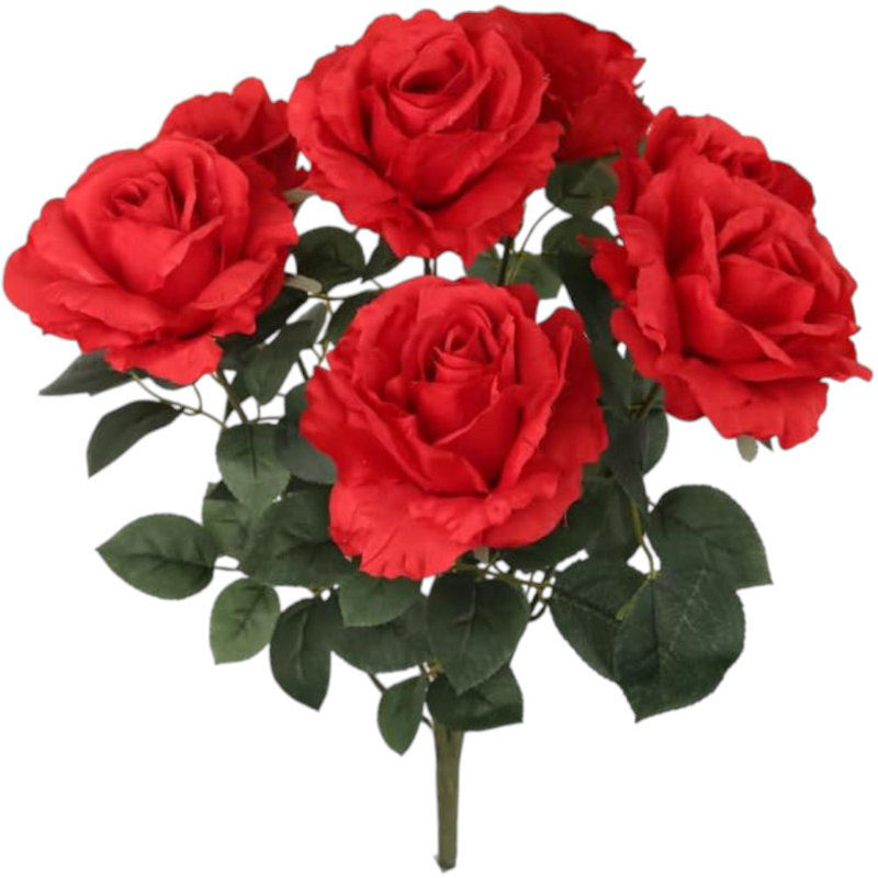 Rosier avec 7 fleurs en soie 20 po - paquet de 4