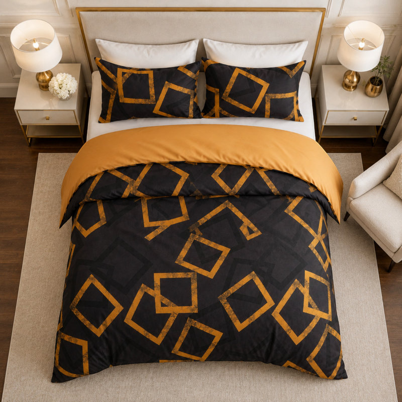 Premium Reversible Duvet Cover Set with Zipper Closure and Corner Ties, Single Duvet Cover + 1 Standard Pillowcase