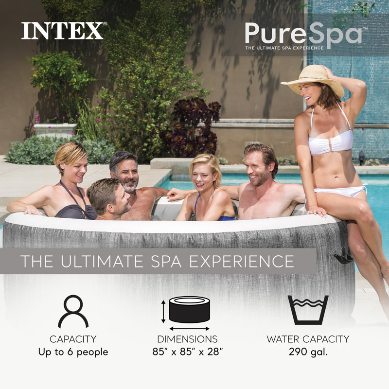 Intex 120 Volt 140 - Jet Plastic Round Inflatable Hot Tub in White and Gray