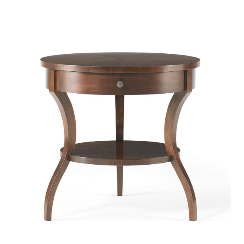 Table de bout à 3 niveaux en bois massif avec rangement