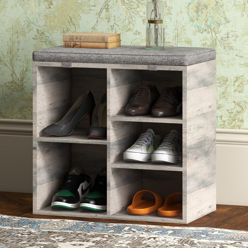 Banc de rangement pour chaussures 5 paires, gris