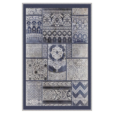 Stylish Woven Carpet (4 x 6 Feet), 100% Polyester, 0.3 in Pile Height | Antibacterial, Non-Slip PVC Dot Underside | Machine Washable, 3D Digital Printed Design | Perfect for Living Room, Bedroom & Office Decor