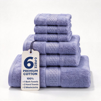 100% Combed Cotton 6-Piece Bath Towel Set  Ultra Soft & Highly Absorbent Towels for Bathroom