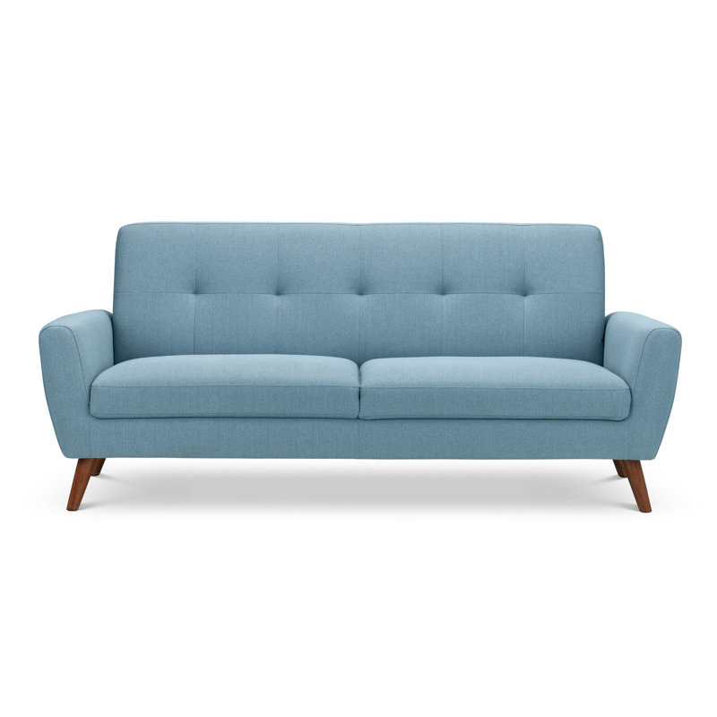 Bostrom 3 Seater Linen Sofa, Blue, Natural Wood
