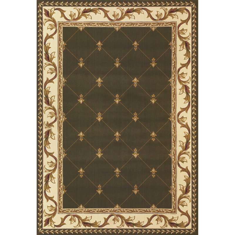Tapis vert foncé et ivoire Meira, Rectangle 3 pi 3 po x 4 pi 11 po