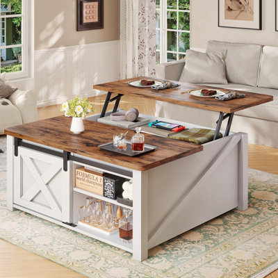 31.5"" Lift Top Coffee Table with Storage, Square Coffee Tables for Living Room, Farmhouse Coffee Table with Large Hidden Storage Compartment and Adjus -  Gracie Oaks, 0665E55D7ADB411196BBE720FBD619D1