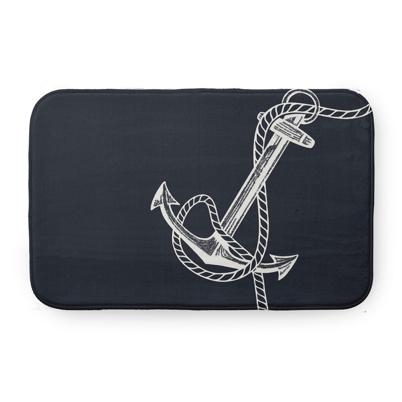 Tapis de bain Nautical Nights, L 17 po x L 24 po, Noir