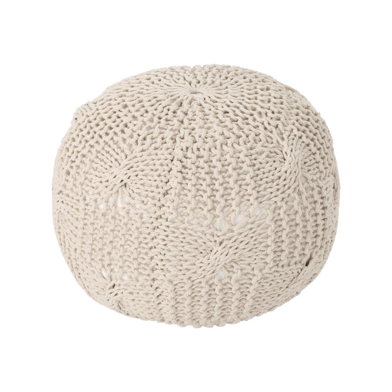 Durinick Upholstered Ottoman, Beige Cotton Blend