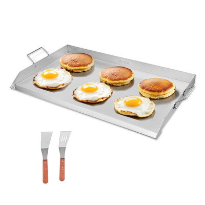Plaque chauffante en acier inoxydable, plaque rectangulaire universelle de 18 po x 16 po, plaque chauffante pour barbecue au barbecue, batterie de cuisine portative Teppanyaki, avec poignée, pour camping-car