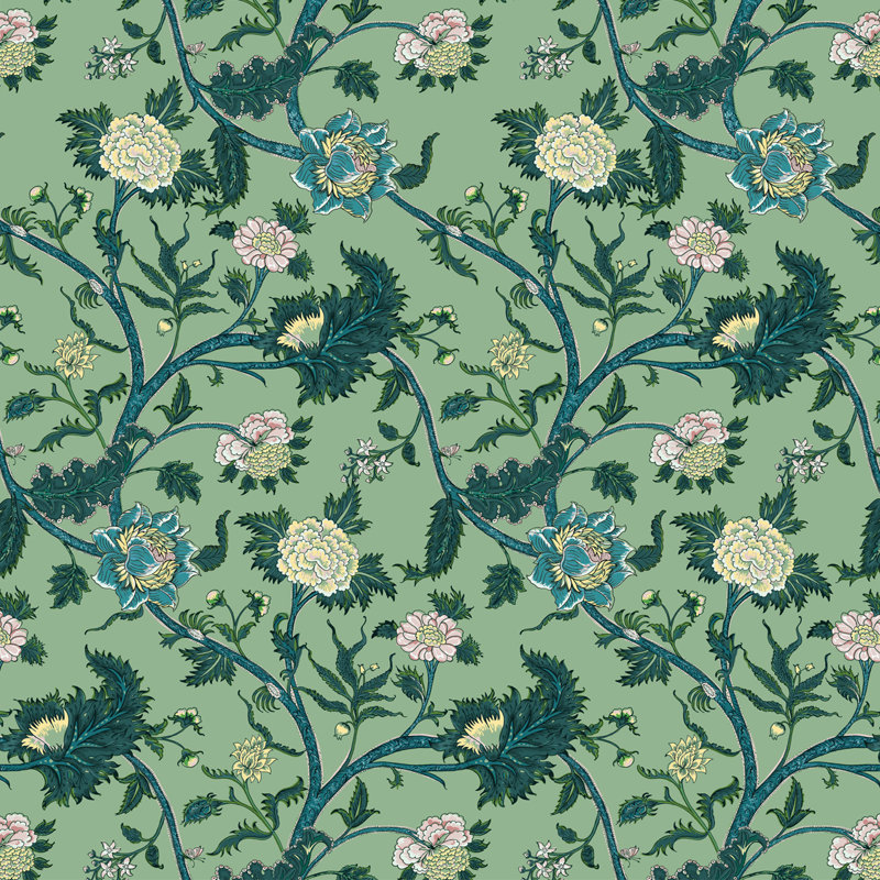 Palampore Performance Fabric, Verde