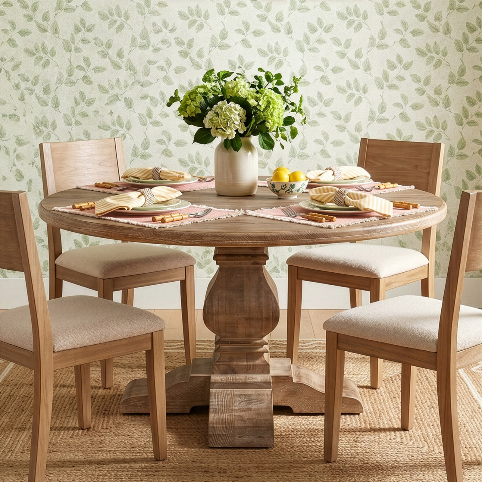 Lyons Round Dining Table, 30" H x 48" W x 48" D, Brown