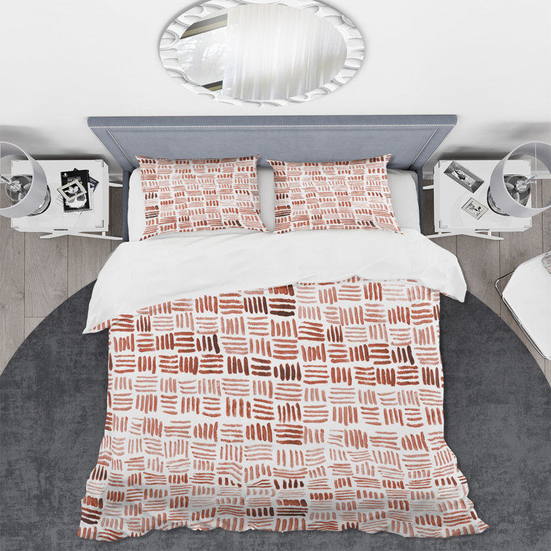 Weaving Pattern - Modern Duvet Cover Set - Microfiber Polyester, King Duvet Cover + 2 King Shams, Pink