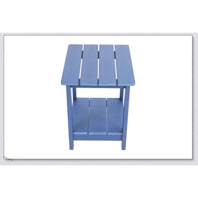 Table d'appoint en bois imitation bois avec petit plateau, pour les pique-niques et les patios extérieurs, durable et élégant.