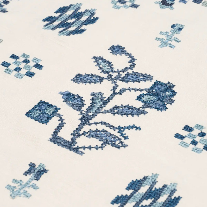 Fairview Cross Stitch Embroidery Fabric, White/Blue