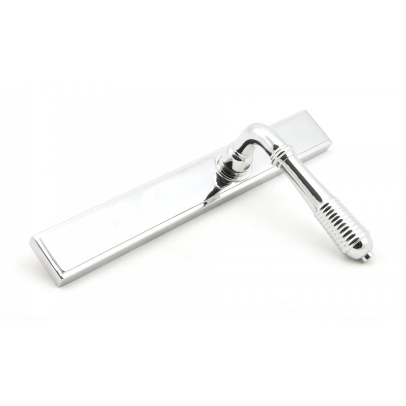 Reeded Slimline Lever Latch Set, Polished Chrome