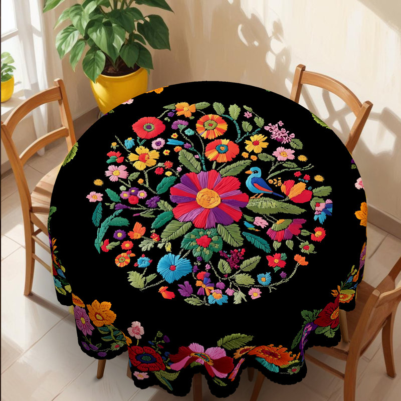 Housse de table à fleurs printanière printemps et été 180cm Ellis, 70 po rond