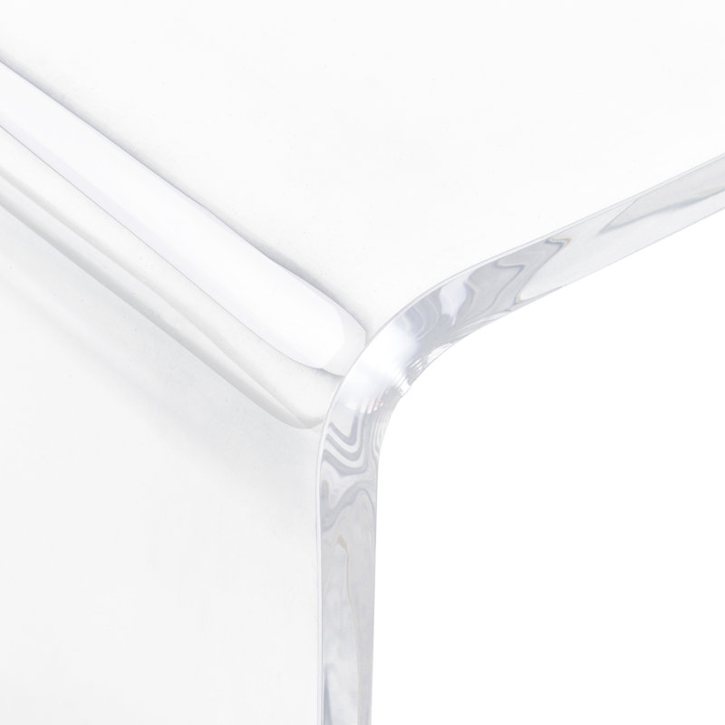 Bureau transparent en acrylique transparent de 32 po de long - Présentant un bureau en cascade épais et élégant de 15 mm