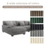 Canapé modulaire rembourré 3 pièces en flanelle de fourrure de lapin gris clair avec accoudoirs et coussins décoratifs 3 pièces-810287667