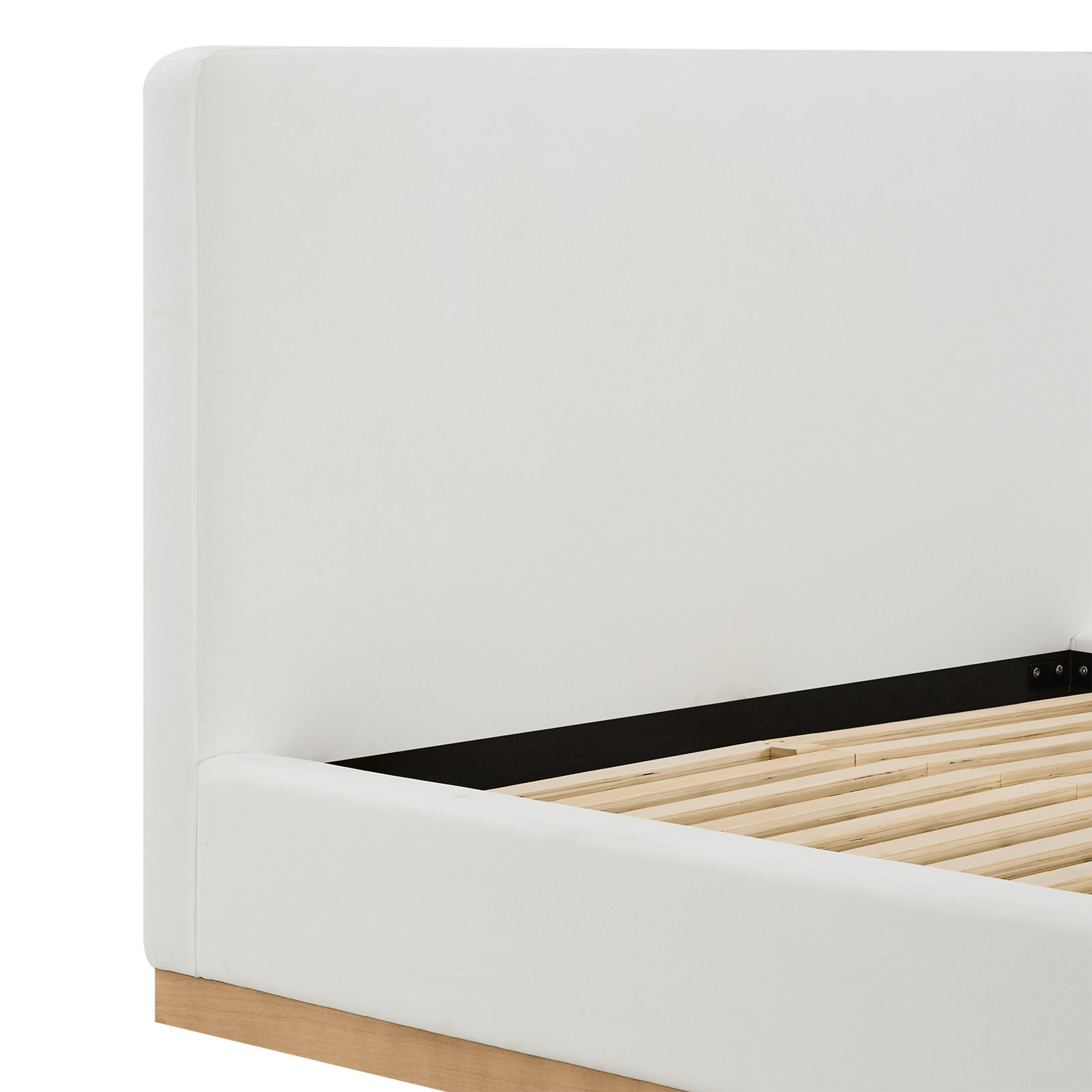 Grounded Upholstered Platform Bed, Queen, White