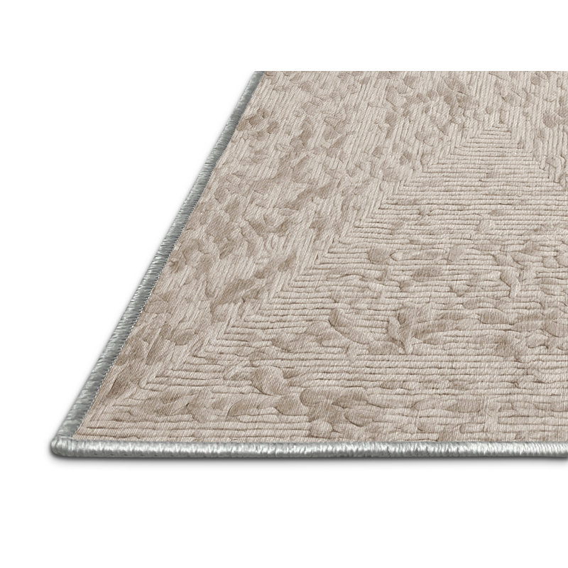 Tapis beige lavable à la machine, Rectangulaire 3 pi x 5 pi