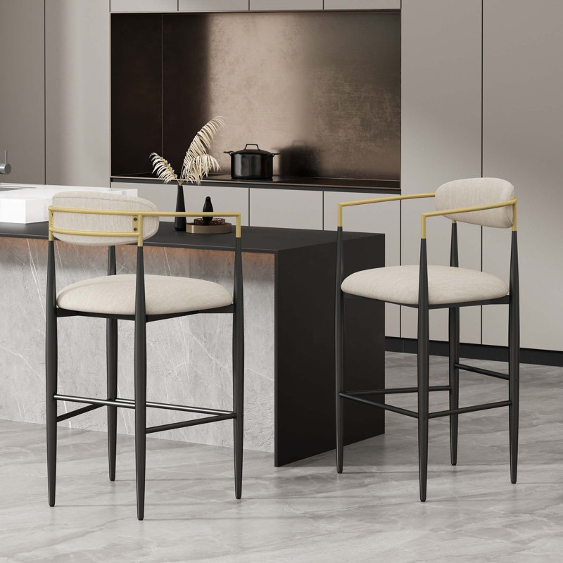 Tabouret de bar moderne pour îlot de cuisine (ensemble de 2), Beige