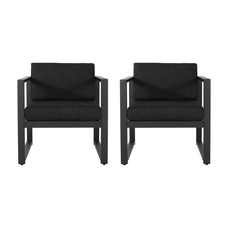 NAVAN OUTDOOR PATIO ALUMINUM CLUB CHAIR,  SET OF 2, Dark Gray