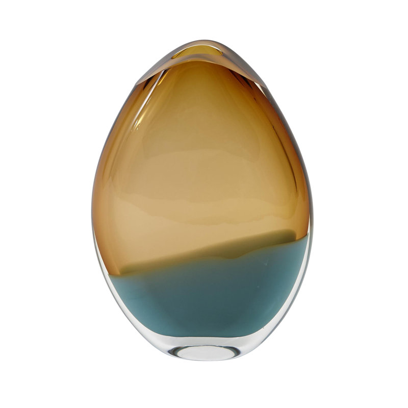 Oval Vase-Pistachio Amber, 15.25" H x 11.25" W x 4.5" D