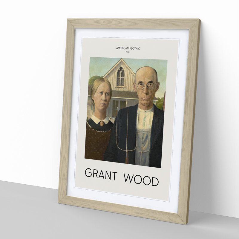 American Gothic by Grant Wood - Framed Print, Oak Framed, 36cm H x 27cm W x 2cm D