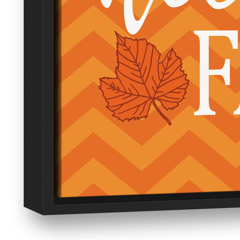 " Hello Fall Chevron ", 20" H x 20" W, Black Framed