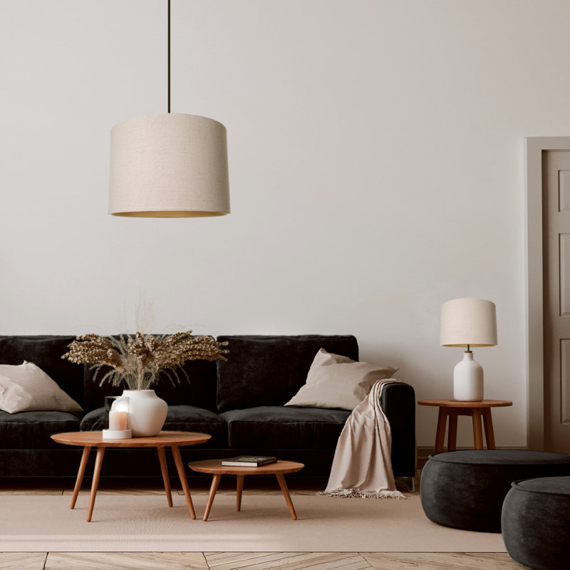 30cm Linen Drum Lamp Shade, Taupe, 28cm H x 40cm W x 40cm D