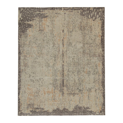 Hand-Knotted Rectangle 8' x 10' Cotton/Wool Area Rug in Beige/Gray
