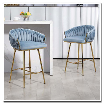Velvet Upholstered Counter Height Bar Stools