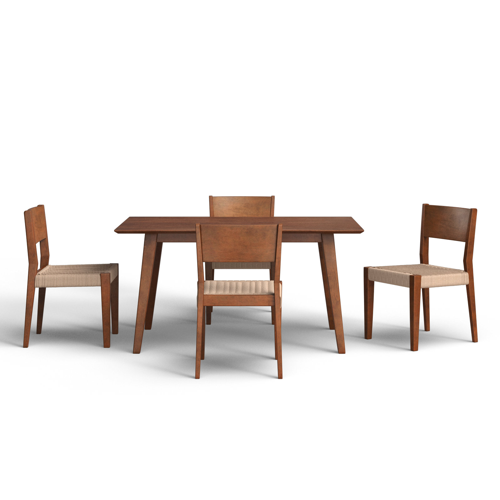 Aniek Dining Set, Brown, 5 Pieces: Table, 4 Chairs