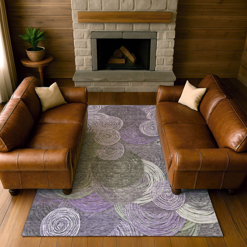 Premium Machine Washable Mayfield AMF2267 Geometric Rug, 9' x 12', Purple