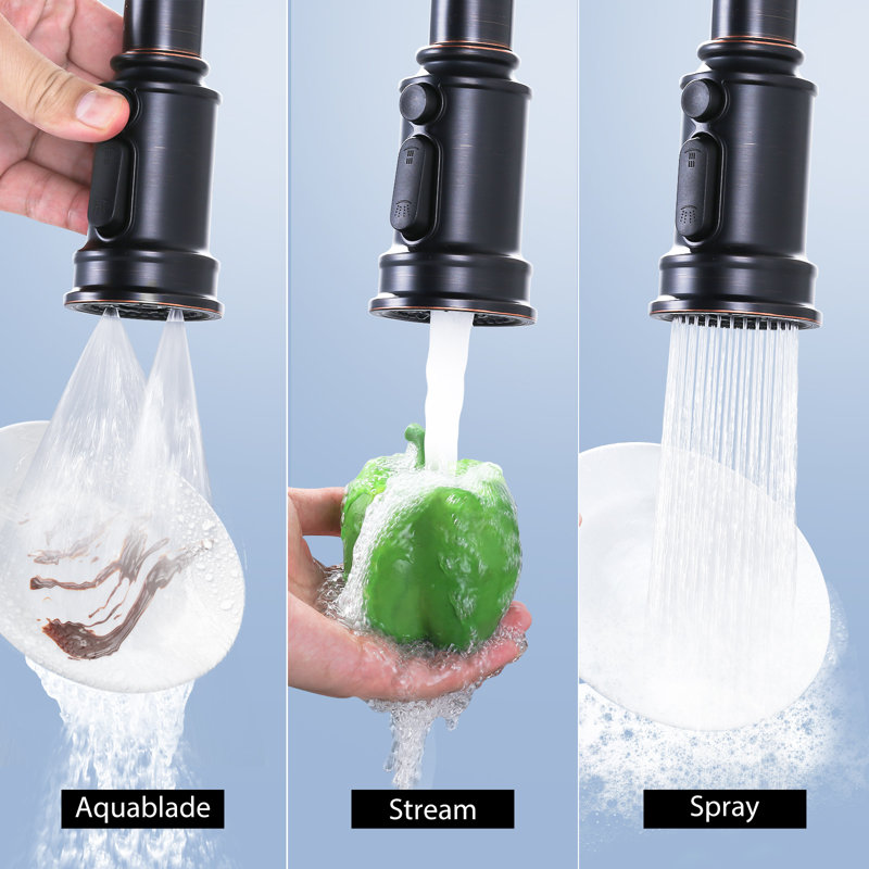 3-Modes Kitchen Faucet Spray Head Replacement Stainless Steel with 9 Adapters, Oil Rubbed Bronze
