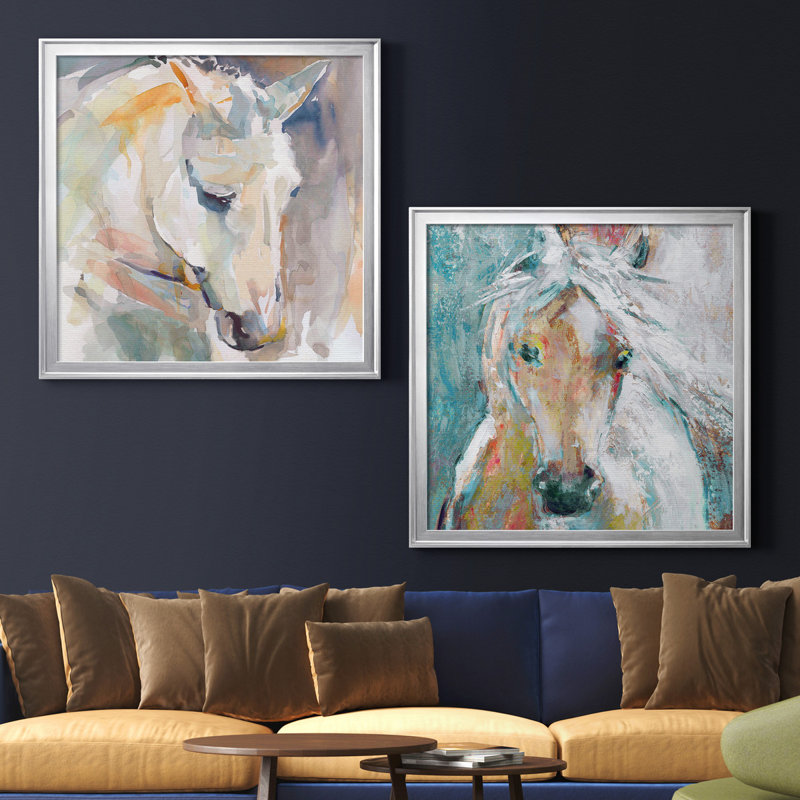 Beautiful Contemplation - ensemble de 2 reproductions d'art encadrées, H 22,5 po x l 45 po x P 1,5 po, Pas de tapis