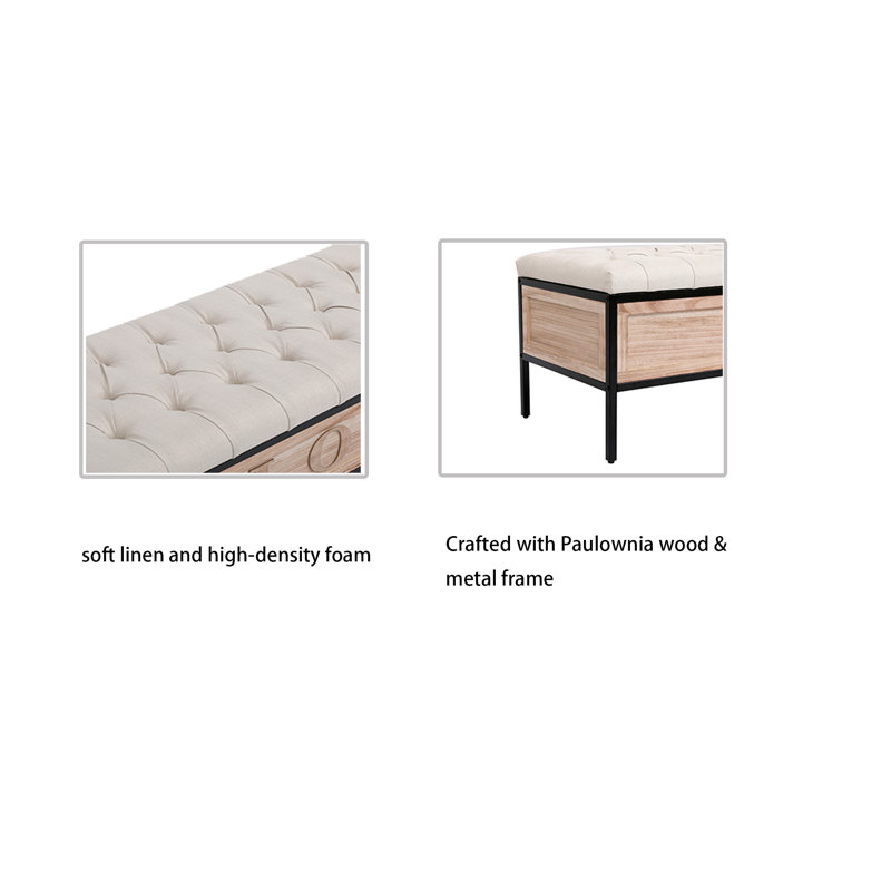 Banc de rangement en tissu, Beige