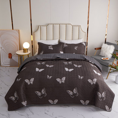 Polyester Percale Floral Coverlet