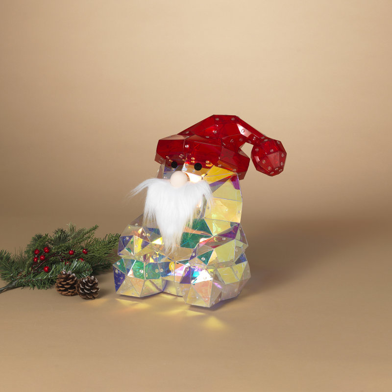 Père Noël holographique avec lumière USB et télécommande 13,75 po H Merry